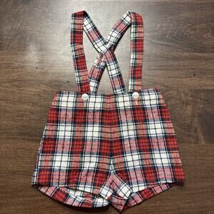 Vtg Size 2T Plaid Shorts w/ Suspenders Tartan Wool Blend Imp Originals Preppy